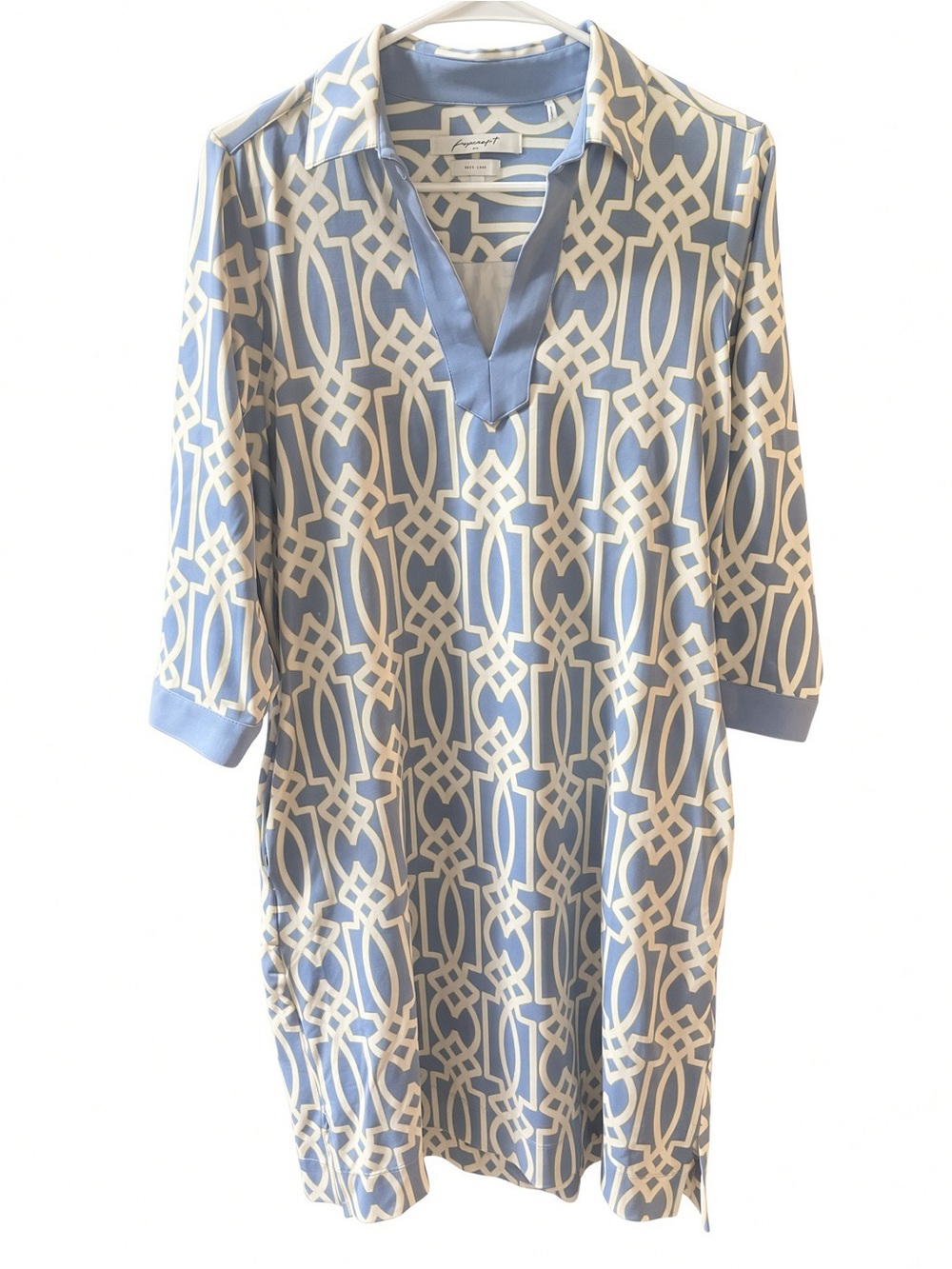 Foxcroft NYC Geometric Link Shift Dress Periwinkle Blue Yellow S NWOT